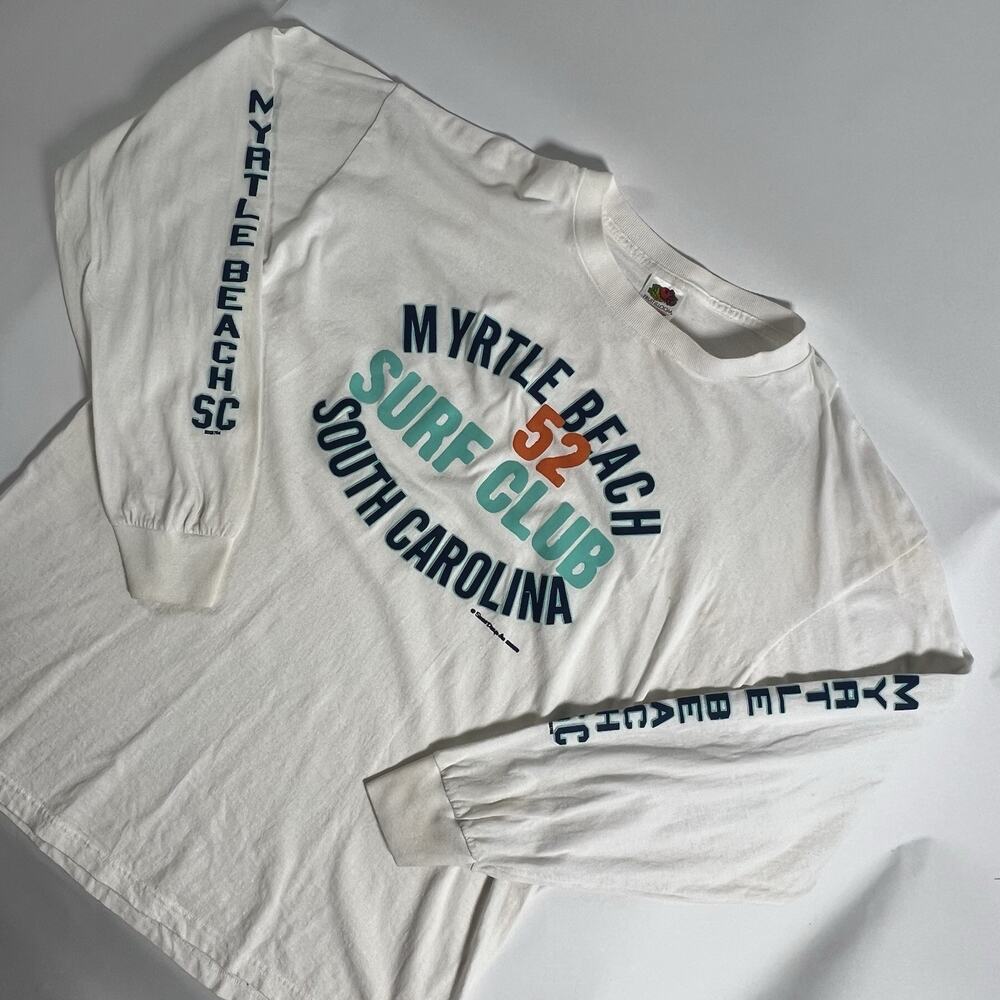 Fruit of the Loom Heavy Cotton Men’s XL White LS Crew Neck Surf Tee - Picture 2 of 8